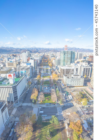 Autumn Sapporo Odori Park illustration, painting style 45743140