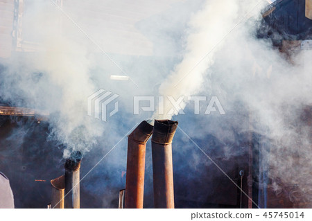 Pipes with smoke from a samovar 45745014