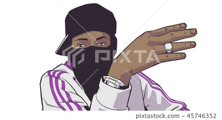 Illustration of young black gang member 45746352
