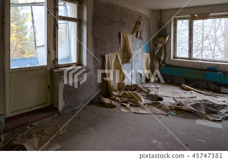 Ruin in room in apartment building in dead town Ruin in room in apartment building in dead town 45747381