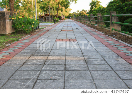 walkway block stone color cement in the park 45747497