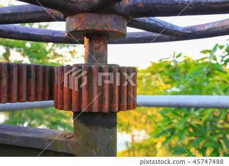 rusty gear toothed wheels old water valve 45747498