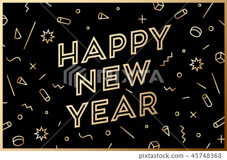 Happy New Year. Greeting card with inscription Happy New Year 45748368