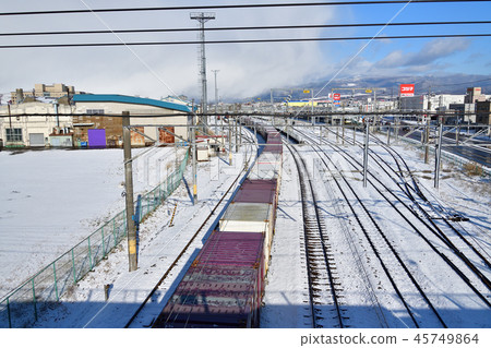 Hokkaido Shooting Goryokaku station of Hakodate City Goryokaku-cho and surrounding winter landscape 45749864