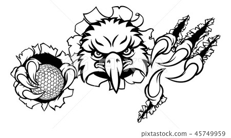 Eagle Golf Cartoon Mascot Tearing Background Eagle Golf Cartoon Mascot Tearing Background 45749959