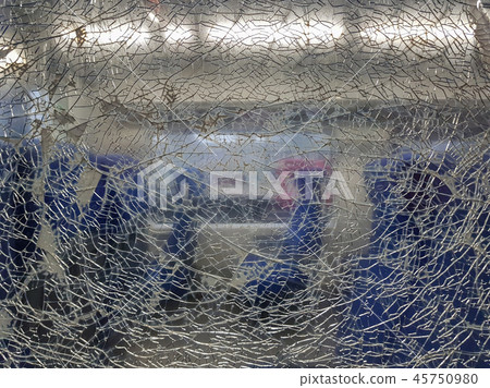 Broken train window Broken train window 45750980