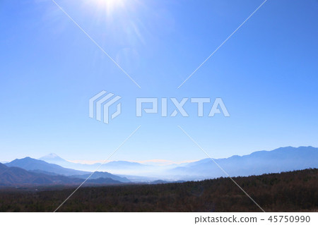 Mt. Fuji seen from the beautiful forest observatory Mt. Fuji seen from the beautiful forest observatory 45750990