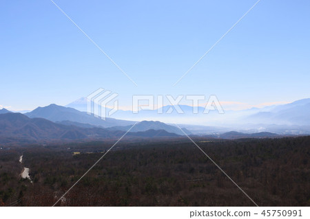 Mt. Fuji seen from the beautiful forest observatory Mt. Fuji seen from the beautiful forest observatory 45750991