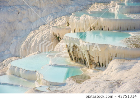 Pamukkale, natural pool with blue water, Turkey 45751314