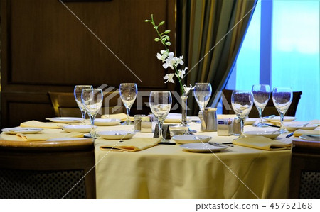 Morning luxury cruise ship dining restaurant Morning luxury cruise ship dining restaurant 45752168