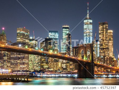 紐約布魯克林大橋和曼哈頓 45752397