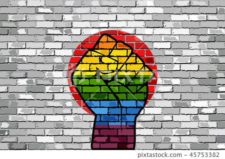 LGBT Protest Fist on a Japan Brick Wall Flag 45753382