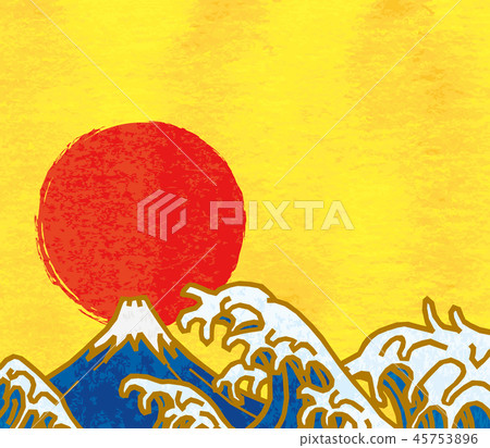 New year vector material gold, fuji, wave, sunrise 45753896
