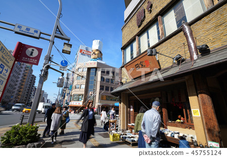 Tokyo cityscape in Japan "Kikuya Bridge" intersection Kappa bridge and the tool street etc. 45755124