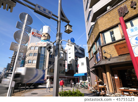 Tokyo cityscape in Japan "Kikuya Bridge" intersection Kappa bridge and the tool street etc. Tokyo cityscape in Japan "Kikuya Bridge" intersection Kappa bridge and the tool street etc. 45755125