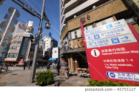 Tokyo cityscape in Japan "Kikuya Bridge" intersection Kappa bridge and the tool street etc. 45755127