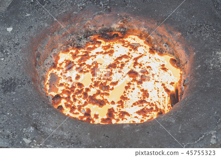 Molten metal in Induction Furnace 45755323