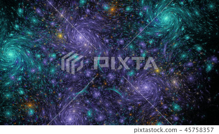 Beautiful blue background of glowing particles and lines with depth of field and bokeh. 3d 45758357