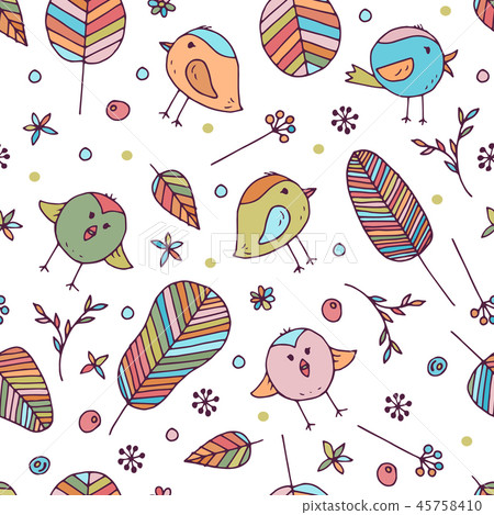 seamless floral vector pattern for kids - Stock Illustration [45758410 ...