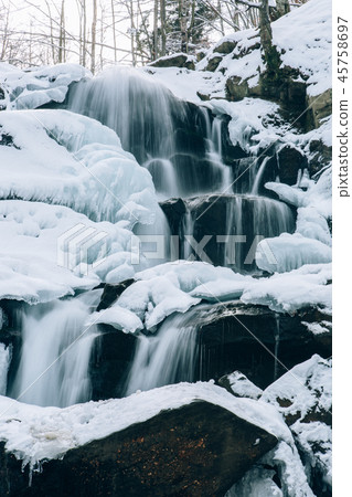 Beautiful winter Shypit Waterfal and rocks Beautiful winter Shypit Waterfal and rocks 45758697