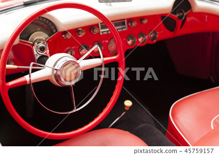 Interior of the classic retro vehicle  antique car 45759157