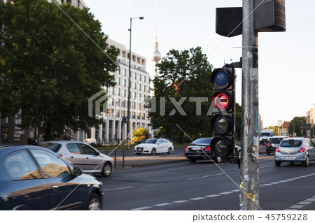 Traffic light in Berlin Germany. Walking and bicycle crossing 45759228
