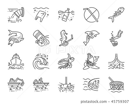 Marine pollution icon set Marine pollution icon set 45759307