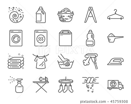 Laundry icon set. 45759308