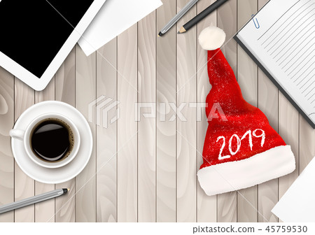 Christmas Office Background with Santa Hat 45759530