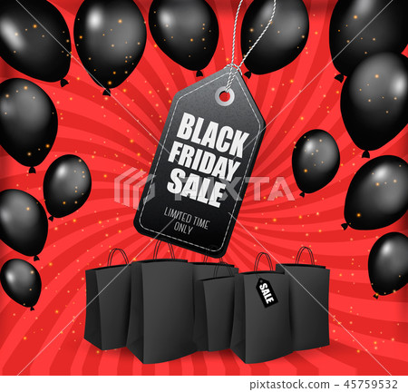Black Friday Sale Background with Shiny Balloons Black Friday Sale Background with Shiny Balloons 45759532