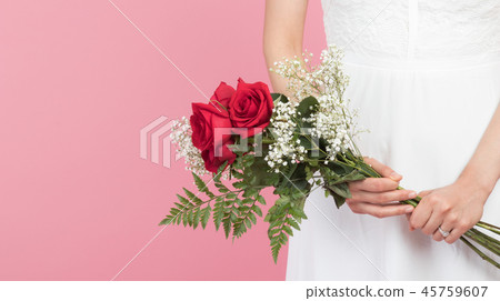 pink dress with red roses