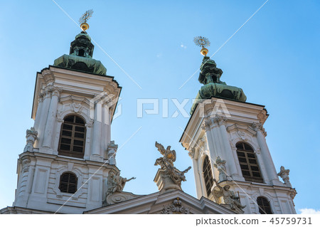 Austria.Graz. Church Mariahilf and square in center city Austria.Graz. Church Mariahilf and square in center city 45759731