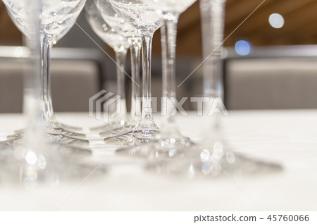 Beautiful empty wine glasses with selective focus Beautiful empty wine glasses with selective focus 45760066