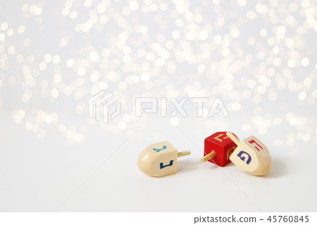 Happy Hanukkah greeting card, invitation Traditional Jewish Festival of lights holiday symbols 45760845