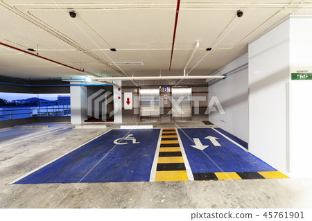 Parking garage interior in hospital Parking garage interior in hospital 45761901