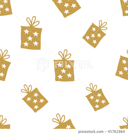Gift Seamless Pattern hand drawn gift boxes Vector - Stock Illustration ...