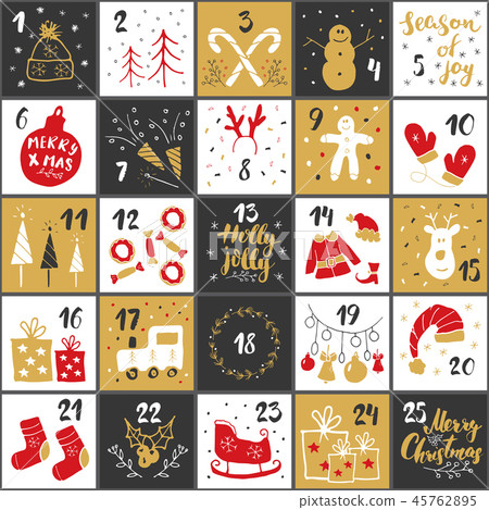 Christmas advent calendar. Winter holidays Vector 45762895