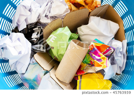 Waste papers in basket Waste papers in basket 45763939