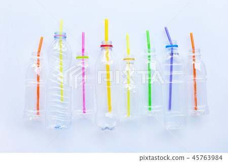 Plastic Waste Pollution, Plastic bottles, straws  45763984