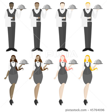 Set of eight waiters - Stock Illustration [45764096] - PIXTA