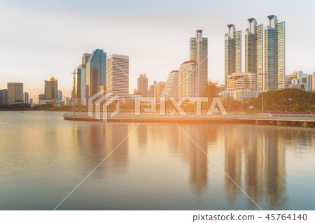 Reflection over water lake City apartment Reflection over water lake City apartment 45764140