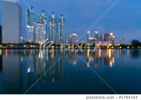 City building blur bokeh light with reflection City building blur bokeh light with reflection 45764183