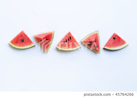 Watermelon pieces on white. Watermelon pieces on white. 45764266