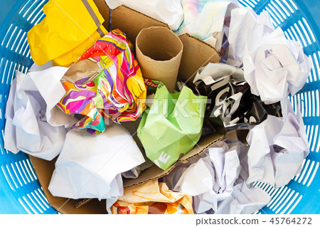 Waste papers in basket Waste papers in basket 45764272