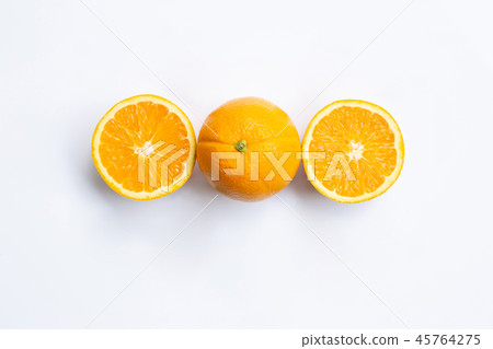 Top view of orange fruits isolated Top view of orange fruits isolated 45764275