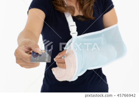 Injured woman with insurance service. 45766942