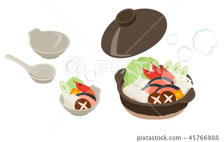 A set of illustrations of hot pot dishes and astragalus 45766988