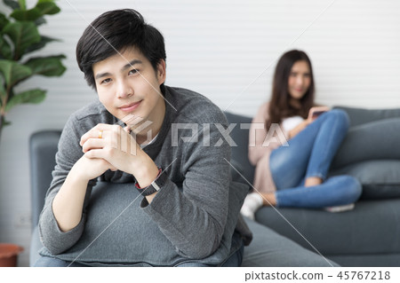 A couple relaxing at home. A couple relaxing at home. 45767218