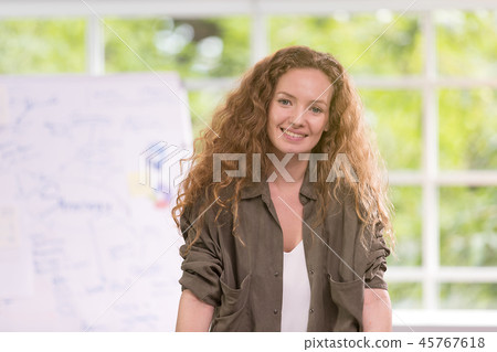 Caucasian woman in casual office. Caucasian woman in casual office. 45767618