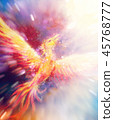 Flying phoenix bird as symbol of rebirth and new beginning. 45768777
